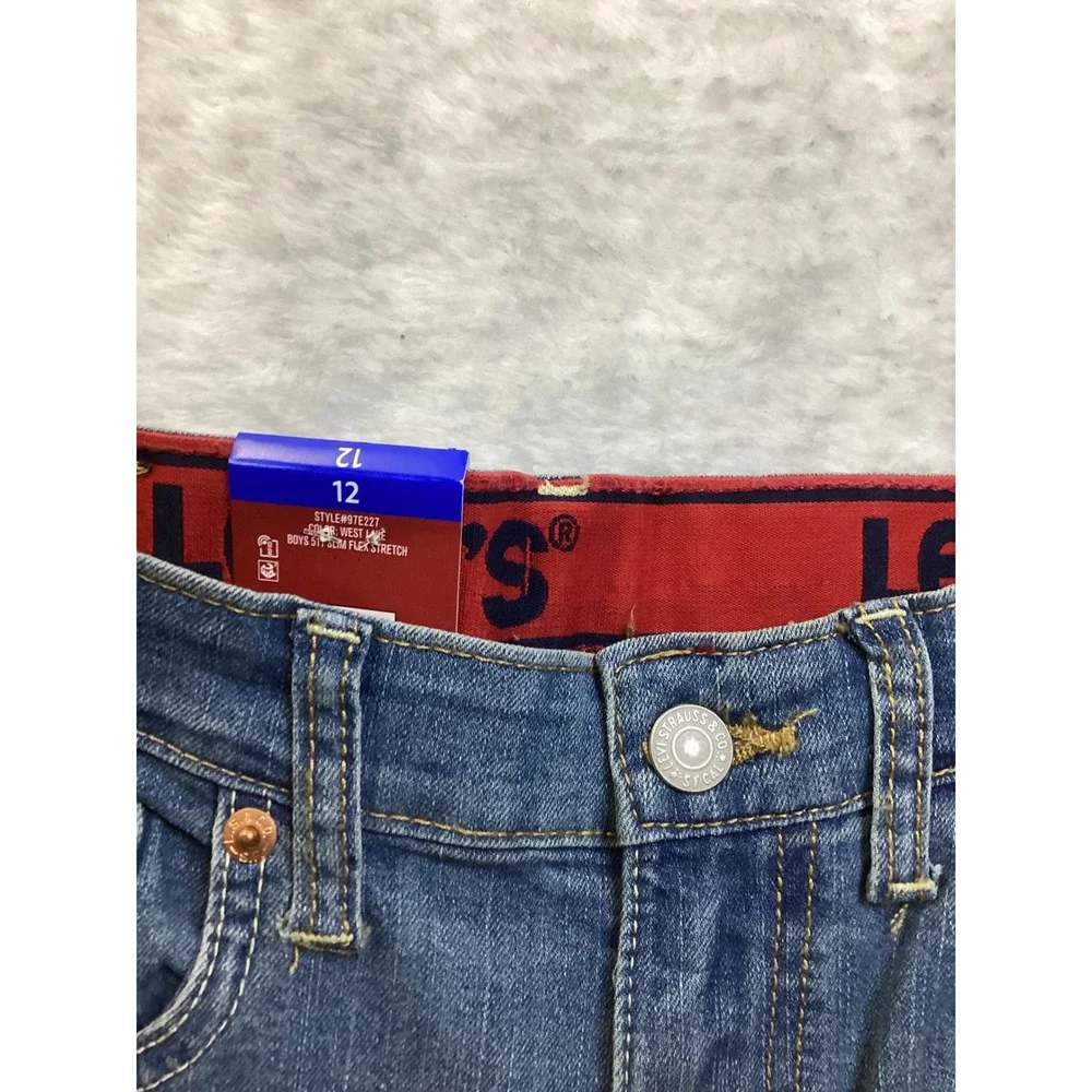 Levis Boys 511 Slim‎ Flex Stretch Jeans West Lake Blue Size 12 Reg 9T E227 NEW